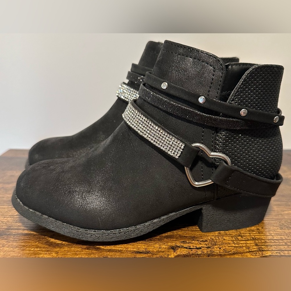 Pop Girls Black Orleans Block Heel Booties NWT Various Sizes